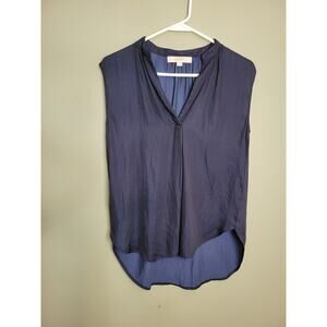 Women's Ann Taylor Loft Navy V Neck Sleeveless Blouse XS